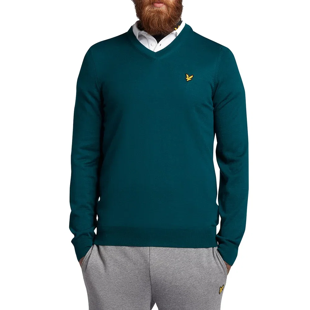 Image of Lyle & Scott Golf V Neck Pullover - Golf Green