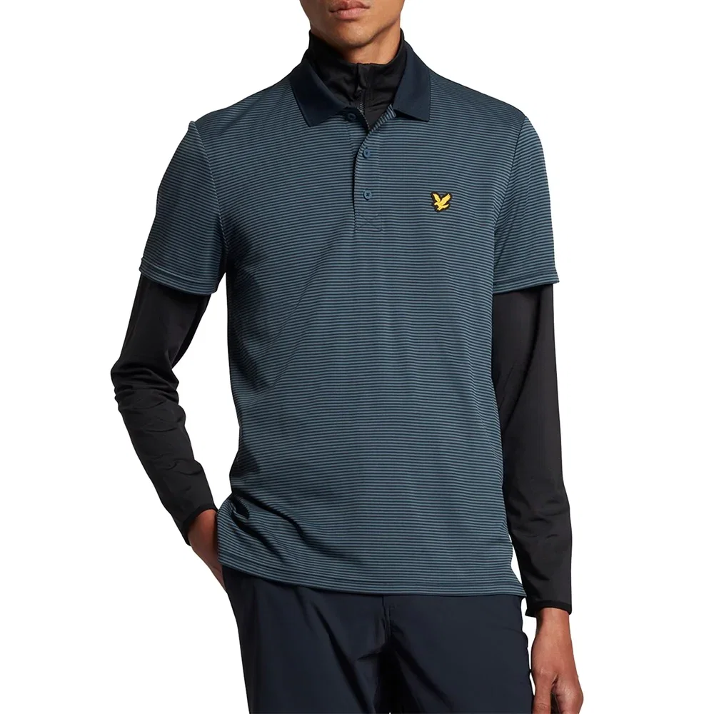 Image of Lyle & Scott Light Microstripe Polo Shirt - Petrol/Azure