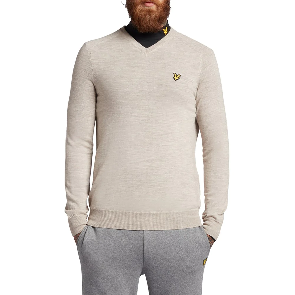 Image of Lyle & Scott Merino V Neck - Warm Dust Marl