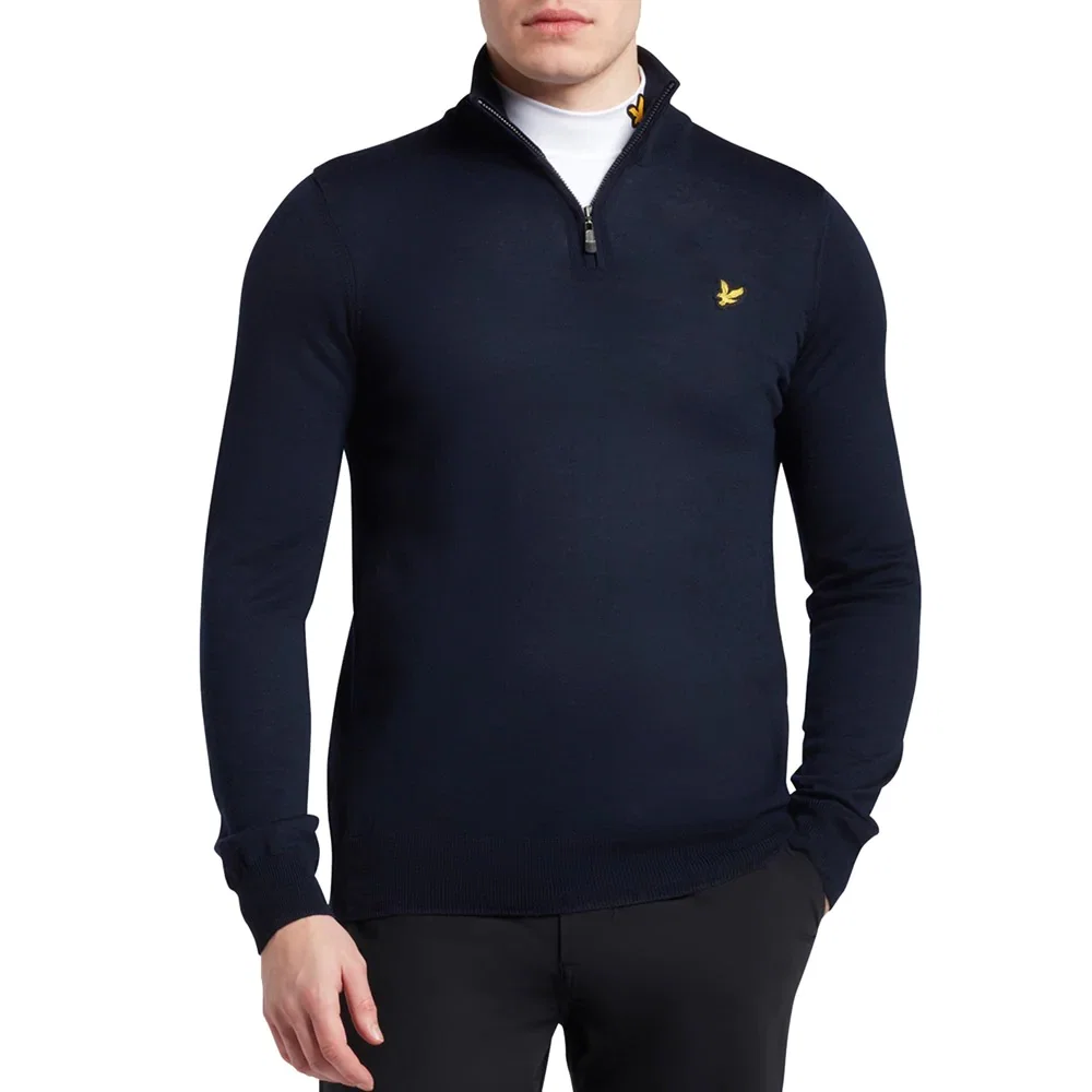 Image of Lyle & Scott Core 1/4 Zip Merino Mix - Dark Navy