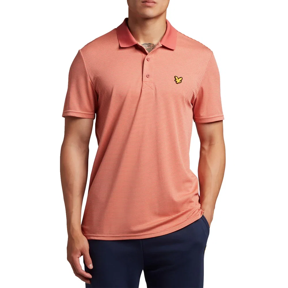 Image of Lyle & Scott Light Microstripe Polo Shirt - Shrimp/Warm Rose