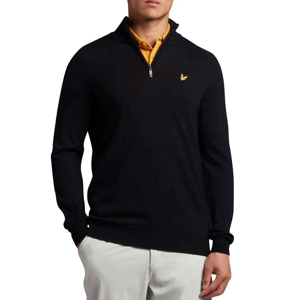 Image of Lyle & Scott Merino 1/4 Zip Pullover - Jet Black