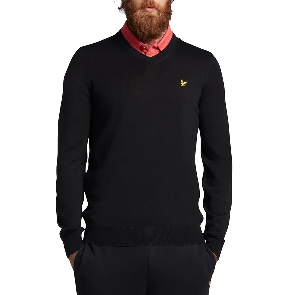 Image of Lyle & Scott Golf V Neck Pullover - Jet Black