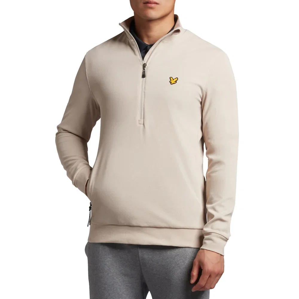 Image of Lyle & Scott Golf Windshield 1/2 Zip Midlayer - Warm Dust