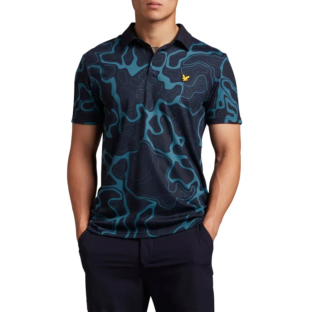 Image of Lyle & Scott Contour Polo Shirt -  Azure/Dark Navy