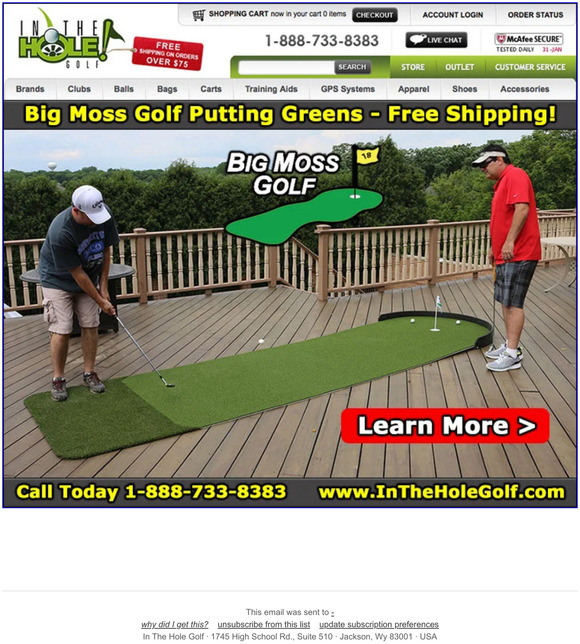 IN THE HOLE! GOLF Big Moss Golf Putting Greens Practice at Home