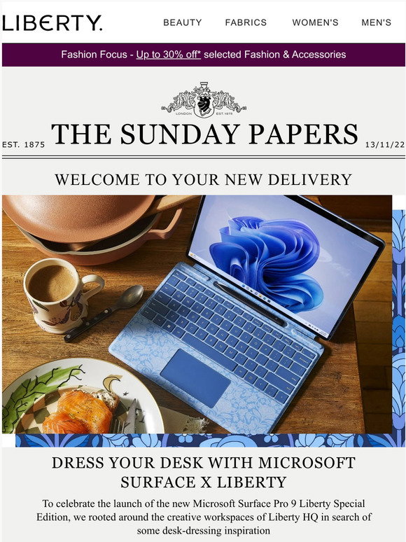 Computer Microsoft Paper Liberty London: The Sunday Papers: Microsoft Surface X Liberty | Milled