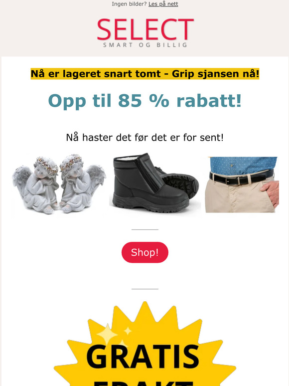 Snart er lageret tomt, sikre deg gode rabatter nå!