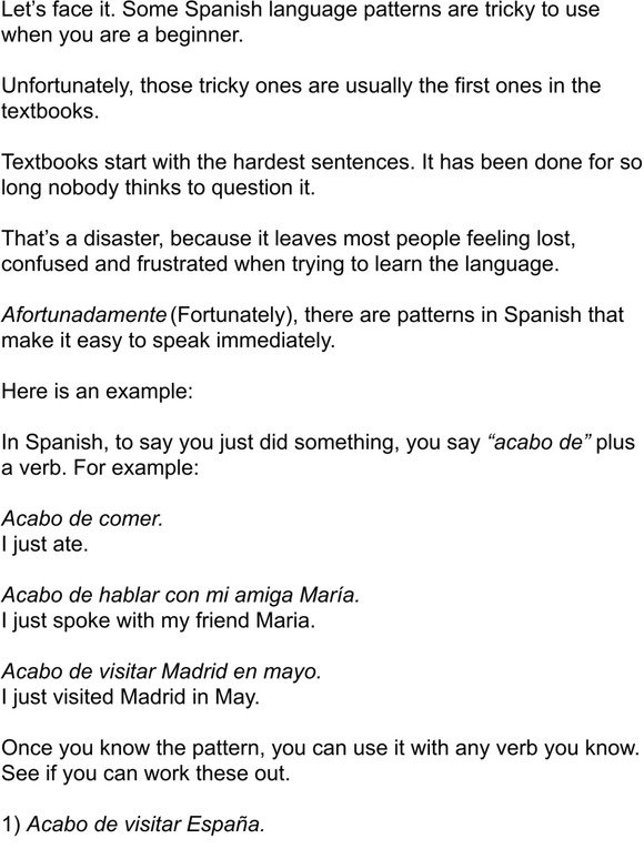 Conversational Spanish patterns Part 1