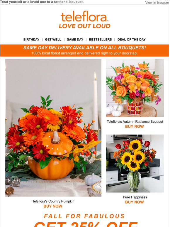 Teleflora Harvest These Deals 🌽 25 Off Milled