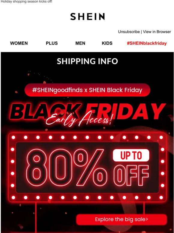 SheIn The countdown begins for SHEIN Black Friday. Milled