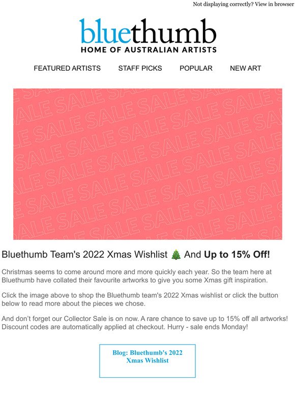 On sale now: Bluethumb's Xmas wishlist 🎄
