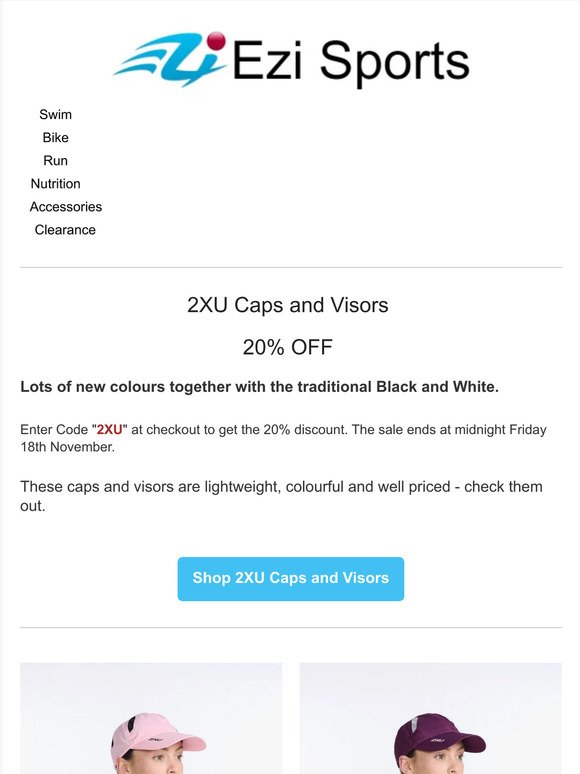 2XU Caps and Visors - 20% OFF