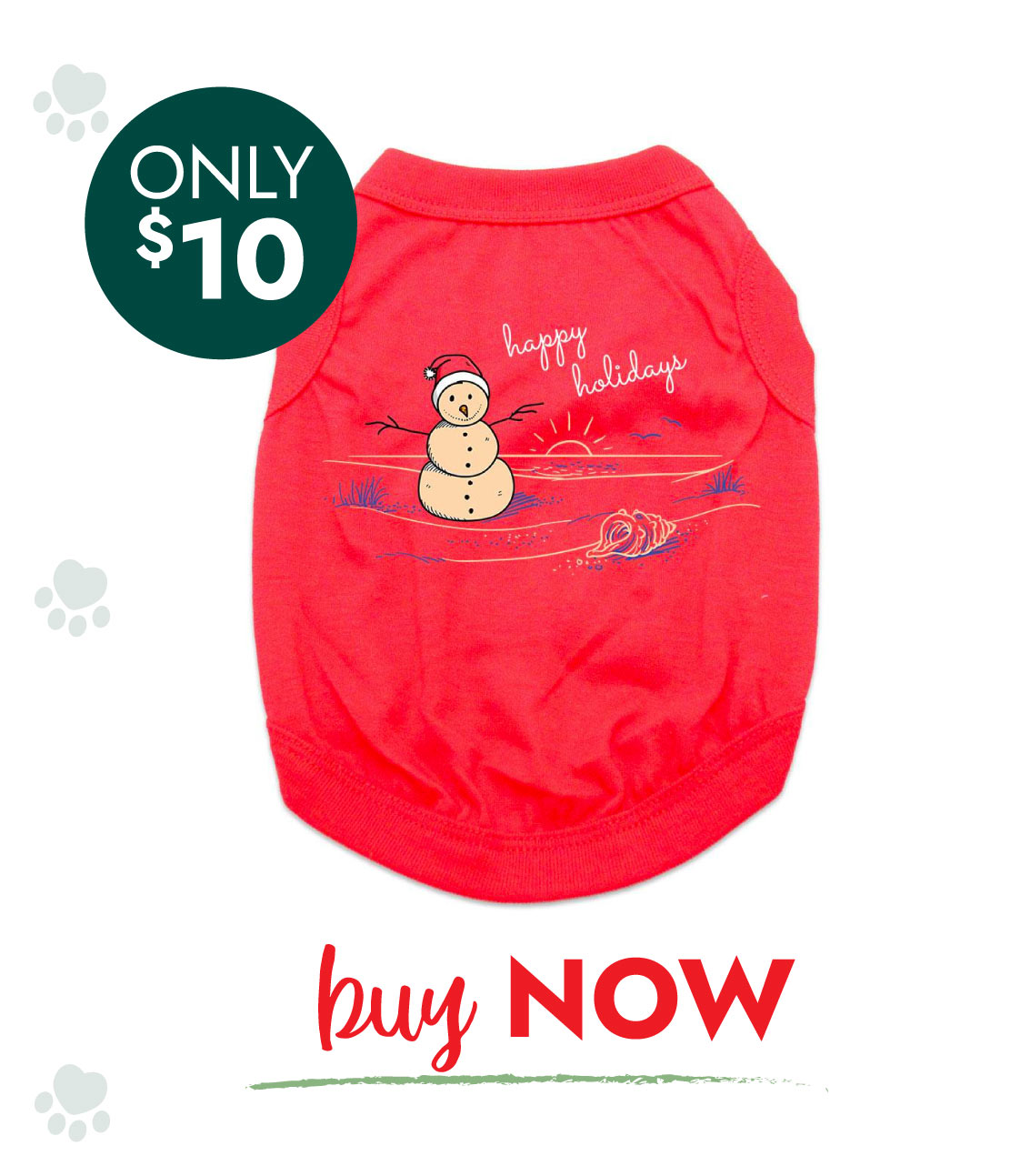 Sand Snowman Holiday Dog Shirt - Red