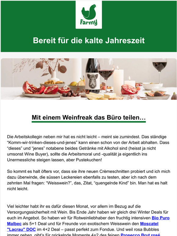 Von winterlichen Wein Deals und Crèmeschnitten
