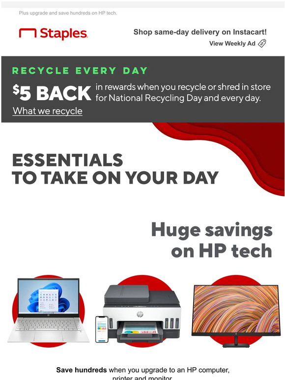 Staples Recycle and earn for National Recycling Day! Milled