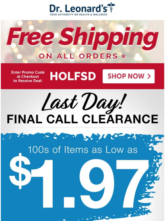Dr. Leonard's Last Day of Final Call Clearance with FREE SHIPPING! Prices start at just 1.97 💰