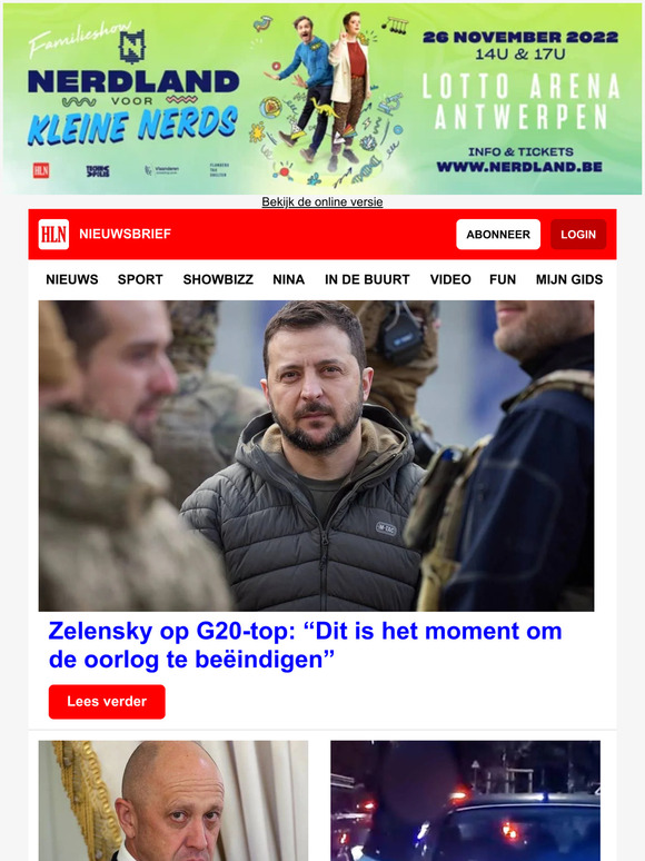 Hln.be: Zelensky Op G20-top: “Dit Is Het Moment Om De Oorlog Te ...