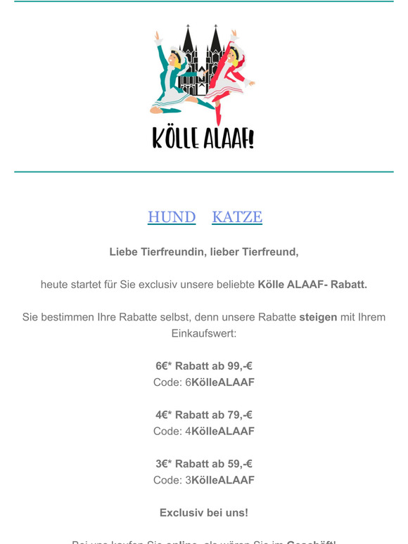 Kölle ALAAF! Fester Warenkorb Rabatt 😻 Gültig bis 21.11.22