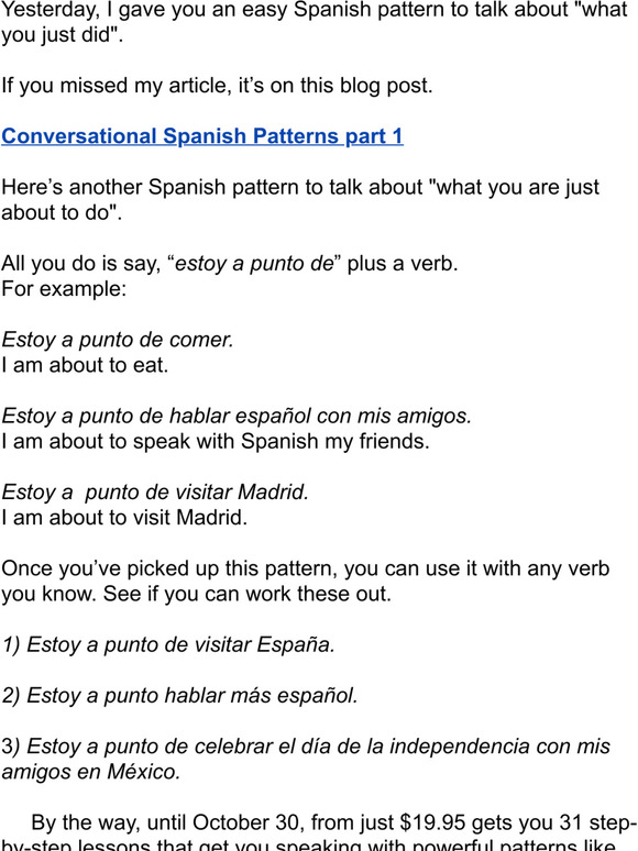 Conversational Spanish patterns Part 2