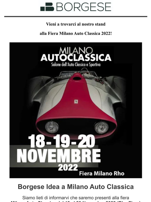 Le opere Borgese Idea sono alla Fiera Milano auto Classica 18-20 Novembre 2022