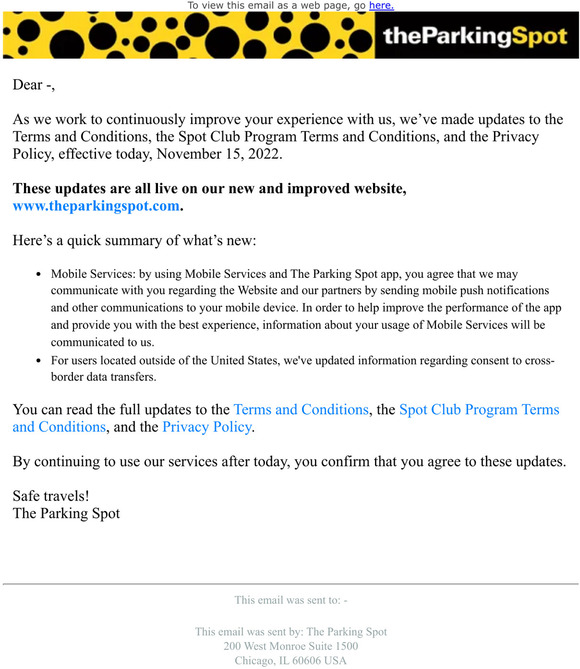 Theparkingspot: Updates To Our Terms And Privacy Policy | Milled