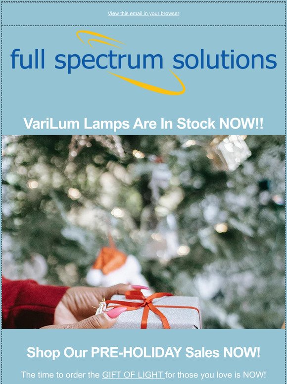 Holiday Sales on VariLum Circadian Lamps: SHOP NOW!