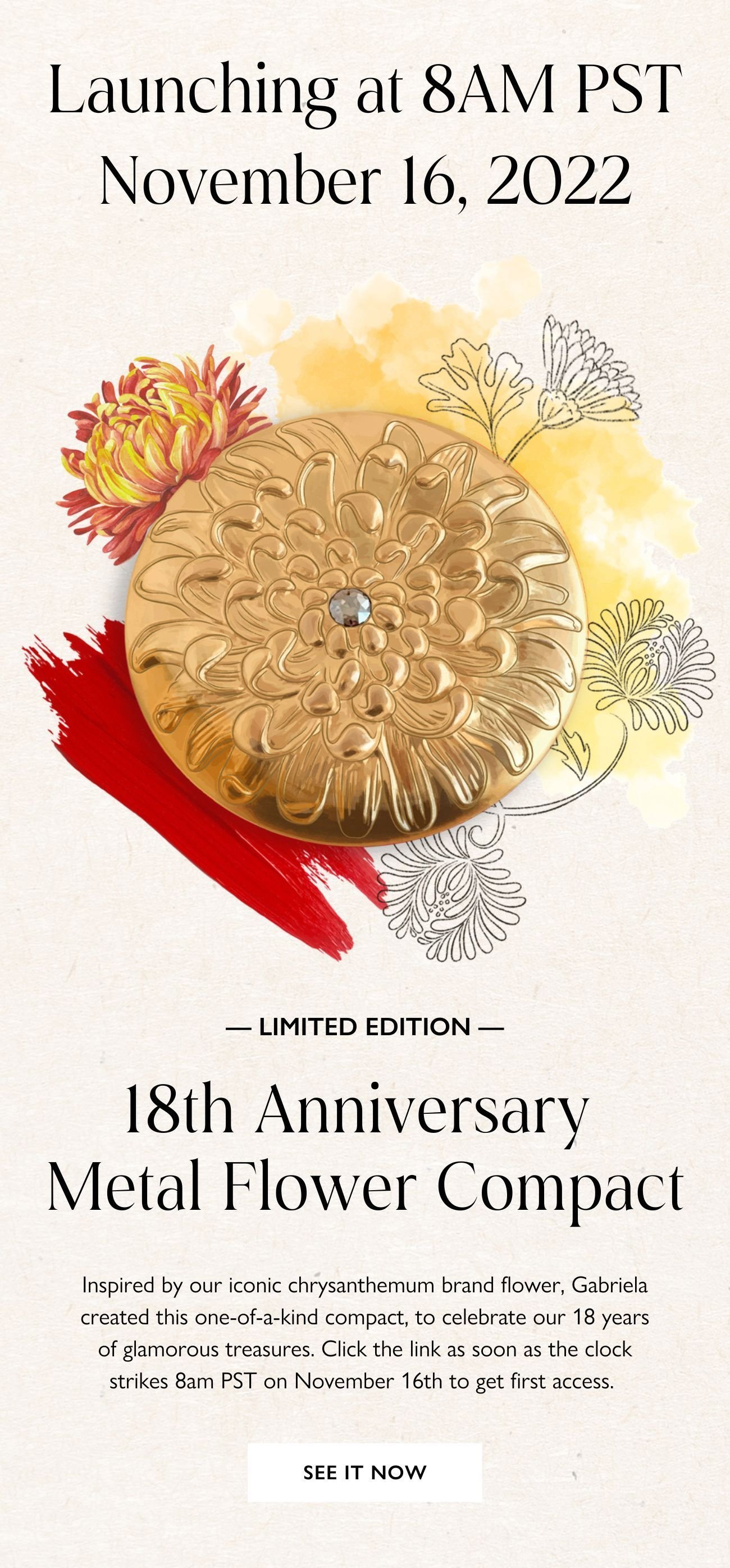 Besame Cosmetics: New Arrival: 18th Anniversary Metal Flower Compact 🎉