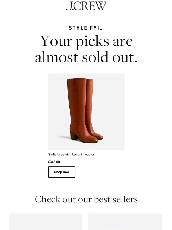 J.Crew Heads up only a few Sadie kneehigh boots in leather left Milled