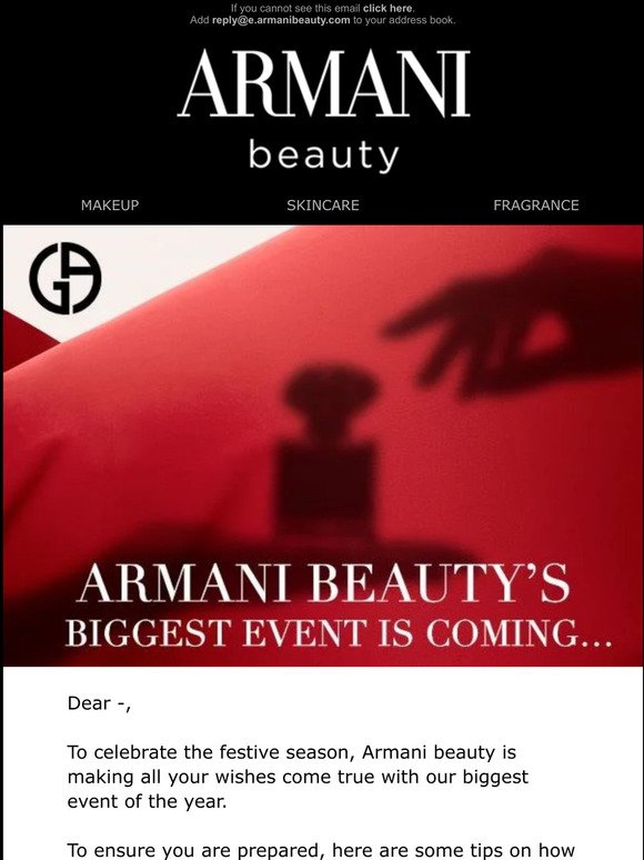 Your invitation to Armani beauty’s biggest event of the year