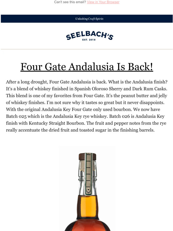 Seelbachs The Andalusia Key Finish Is Back From Four Gate Whiskey Co
