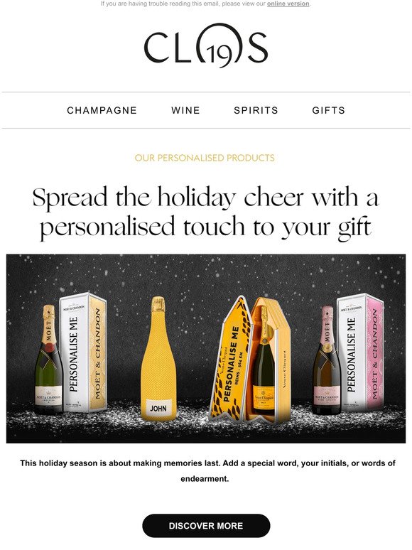 Personalise your champagne gift