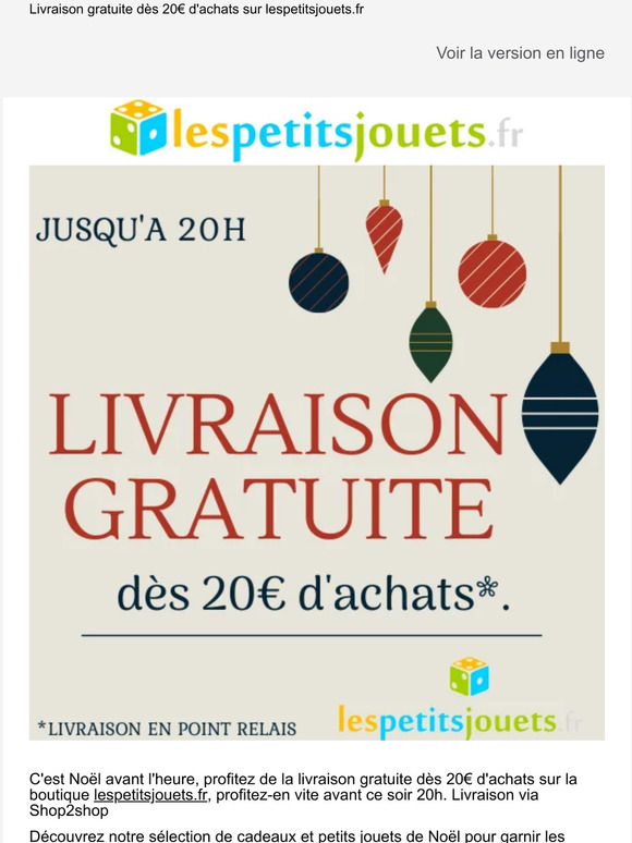Livraison gratuite dès 20€ d'achats