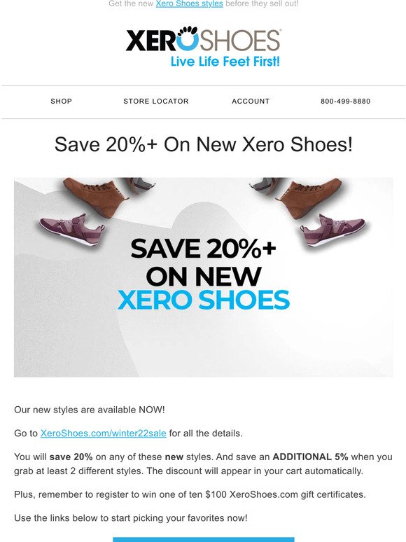 Save 20%+ On New Xero Shoes Starting Now!