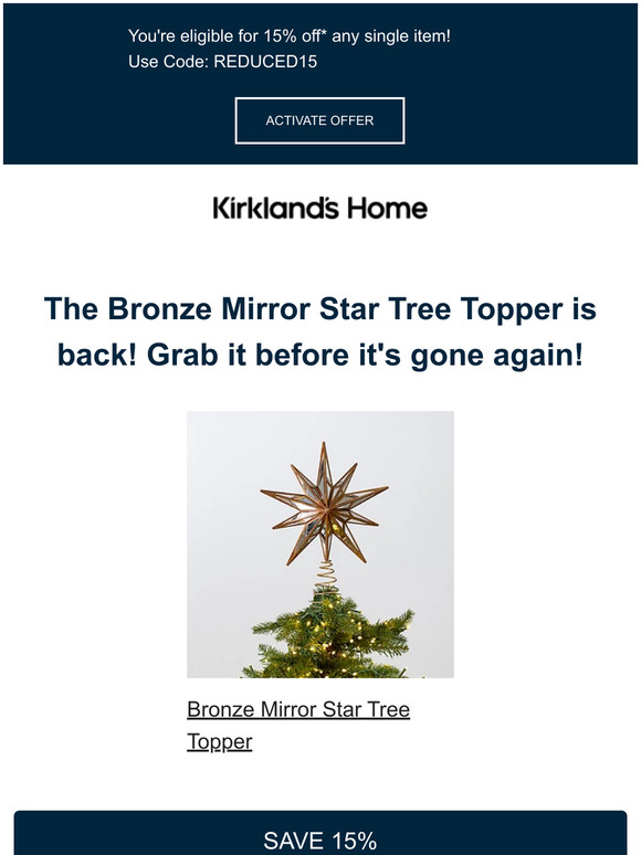 Bronze Mirrored Star Christmas Tree Topper