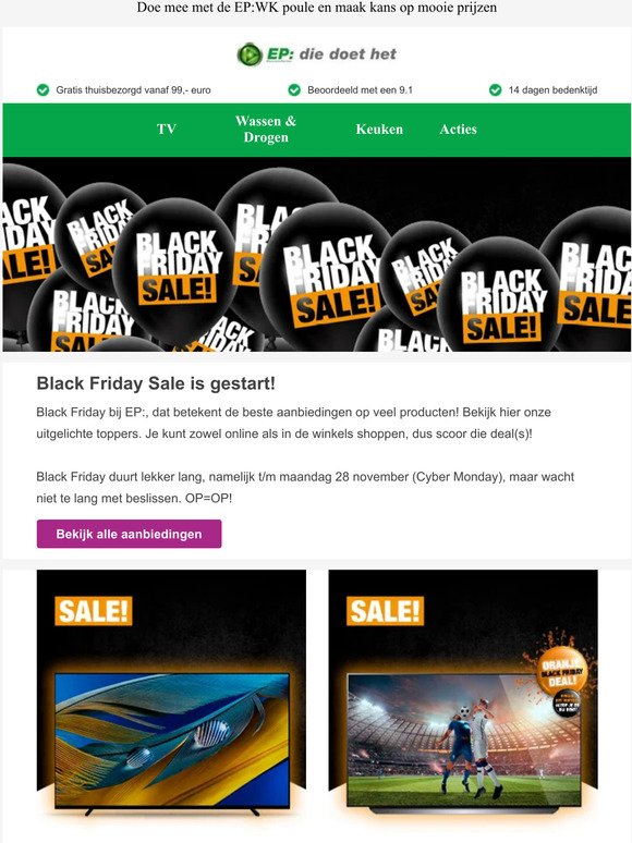Black Friday Sale is gestart | Giga kortingen bij EP: