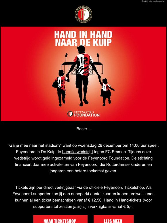 Hand in hand naar De Kuip voor de Feyenoord Foundation!