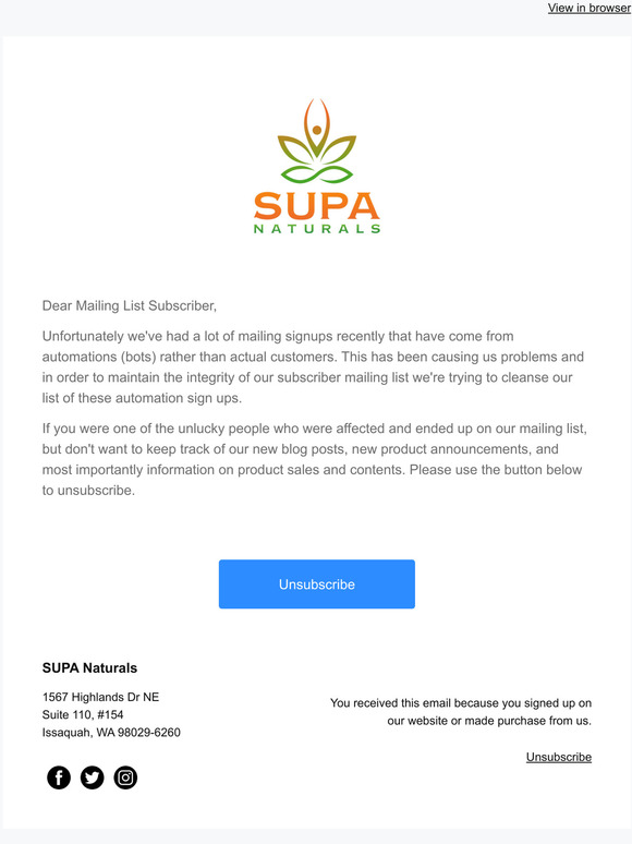 , want to unsubscribe?