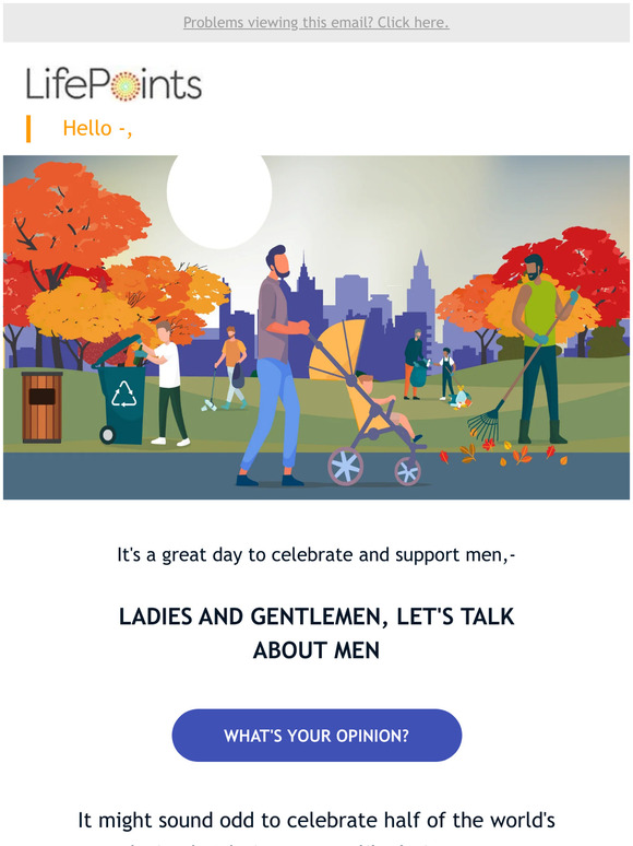 👔 Join the conversation on Men's Day + a chance to earn $10, —