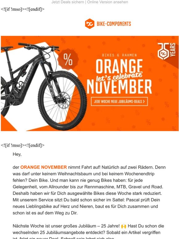 🚲 Bikes, Bikes, Bikes & neuer Secret_Deals Code – Orange November Woche 3