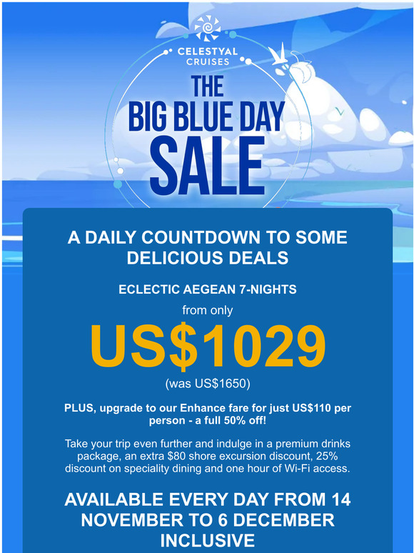 Our big blue day sale – starts now!