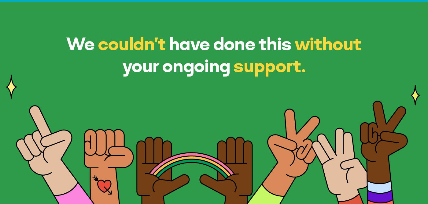 We couldn't have done this without your ongoing support.