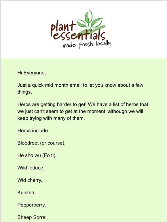 Plant Essentials  -  Herb Update +