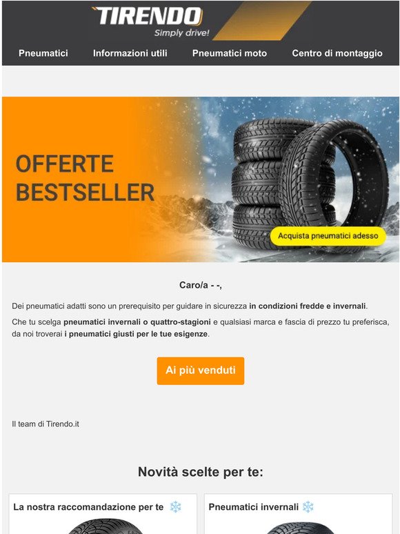  I pneumatici più venduti per il clima freddo