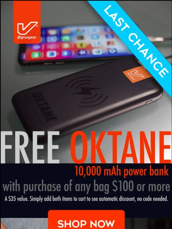 ⏰ Last Chance: FREE Oktane Power Bank ($35 Value)