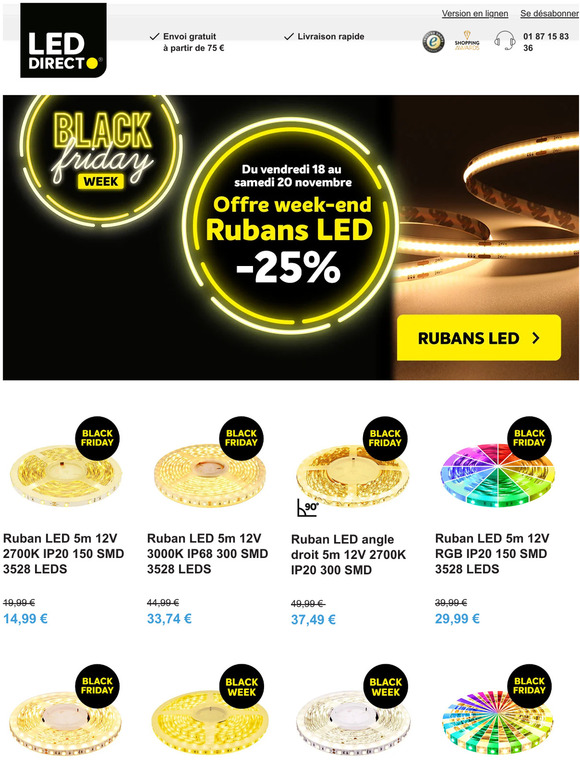 Rubans LED -25% | Black Friday a commencé!
