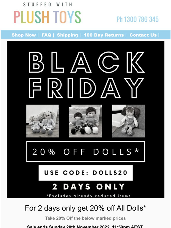 20% OFF* DOLLS STARTS NOW! 🤑 2 Days only