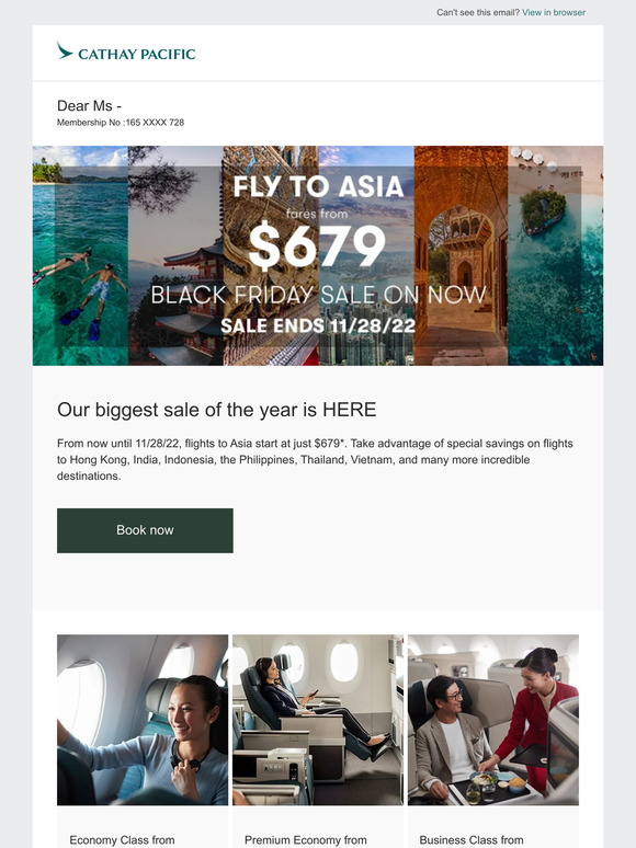 Black Friday Sale is on! Fares to Asia start at $679