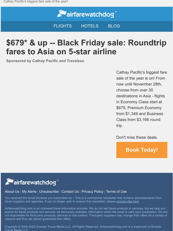 $679* & up -- Black Friday sale: Roundtrip fares to Asia on 5-star airline