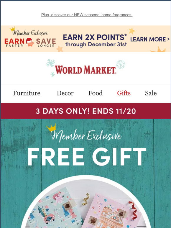 Cost Plus World Market We'd like you to have this FREE Advent Calendar